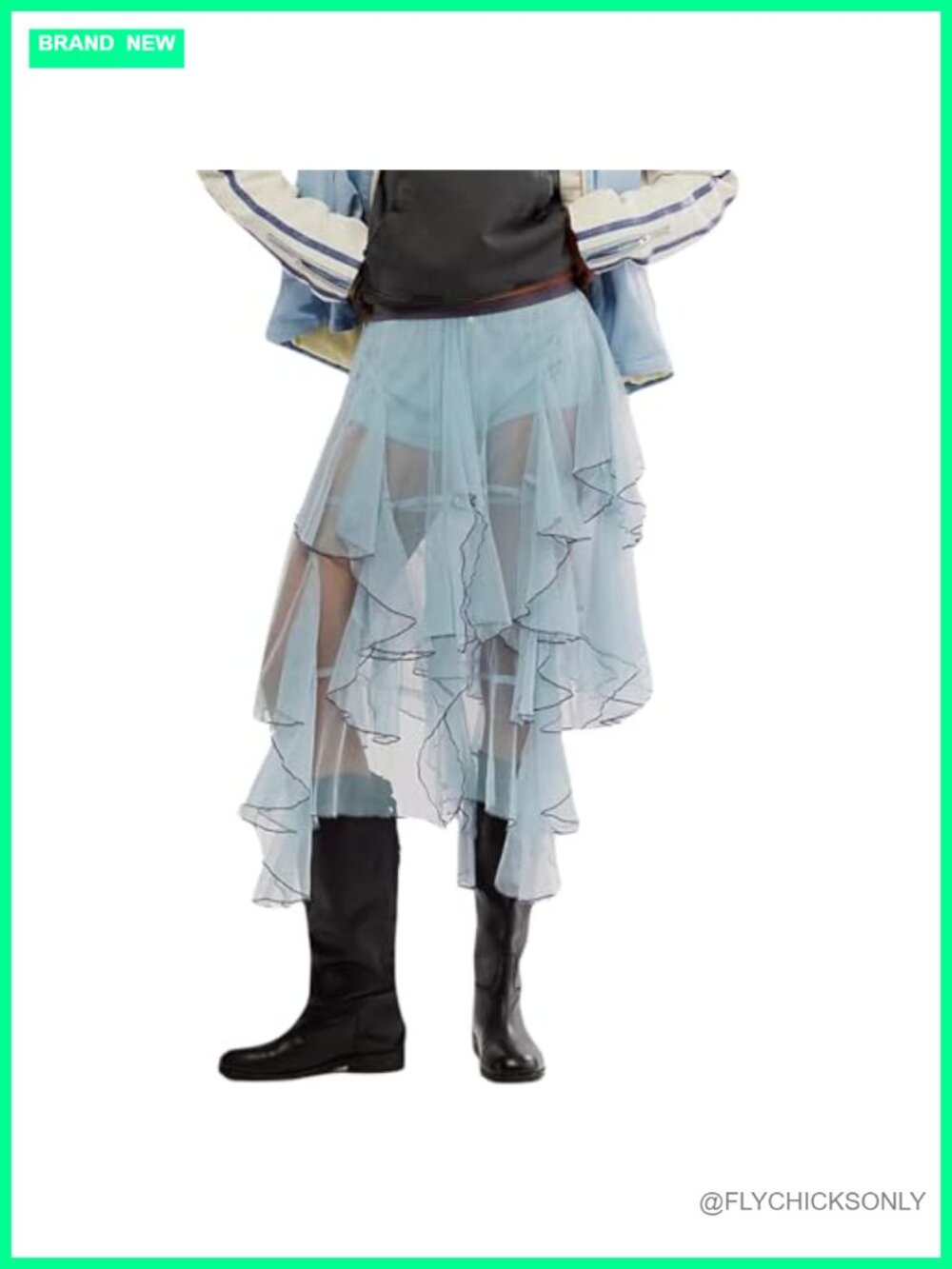 Women Mesh Tulle A-Line Midi Skirt Asymmetrical Sheer Beach Cover Up